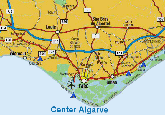 Algarve center Campings map