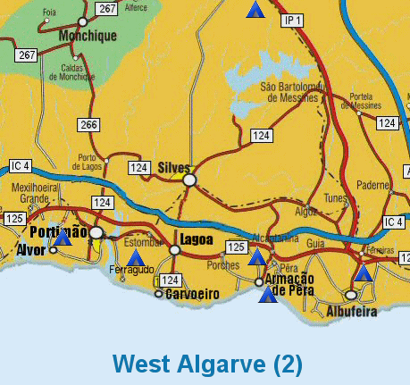 Algarve west 2 Campings map