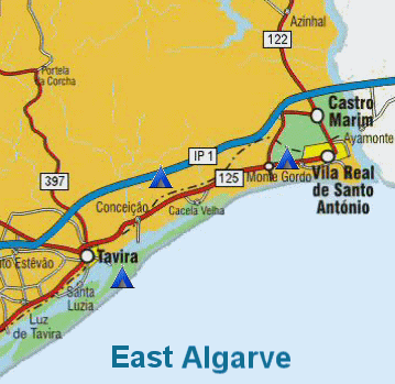 Algarve east Campings map