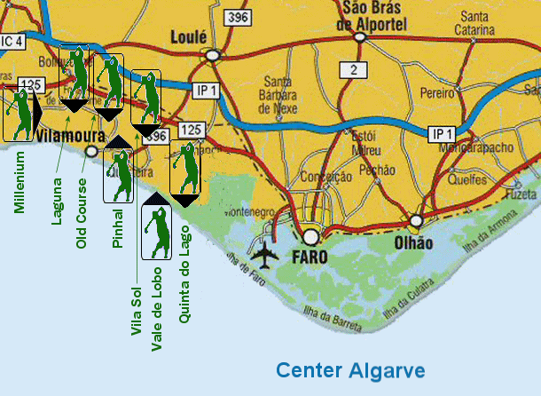 Algarve center Golf map