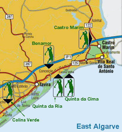 Algarve east Golf map