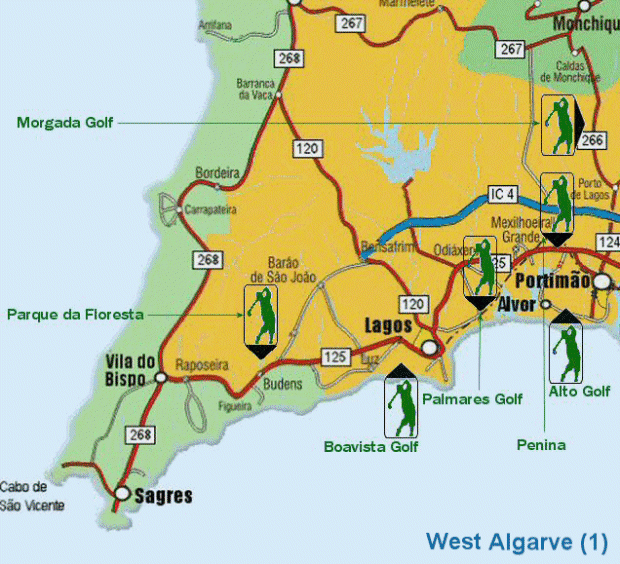Algarve west 1 Golf map